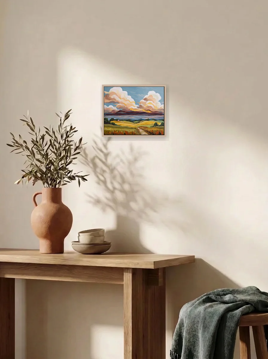 Little House, Big Sky displayed as a wall-scale canvas in an interior scene